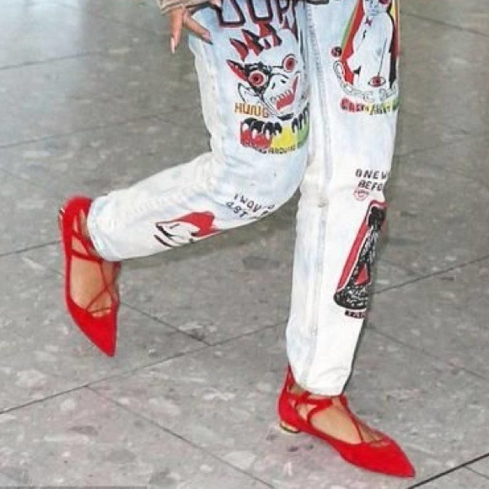 Aquazzara Belgravia lipstick red gladiator flats - Picture 10 of 14